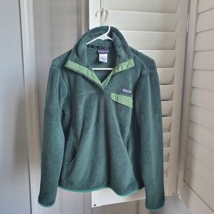 Patagonia Women's Fleece Pullover, Snap Buttons - Green Blue Color